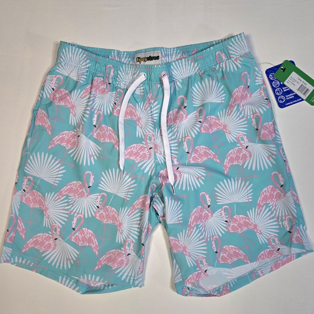 Tipsy Elves Flamingo Swim Trunks Men’s LARGE NWT